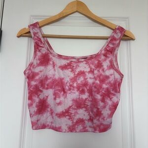Shein Pink and White Tie-Dye Women's Tank Top Size Medium